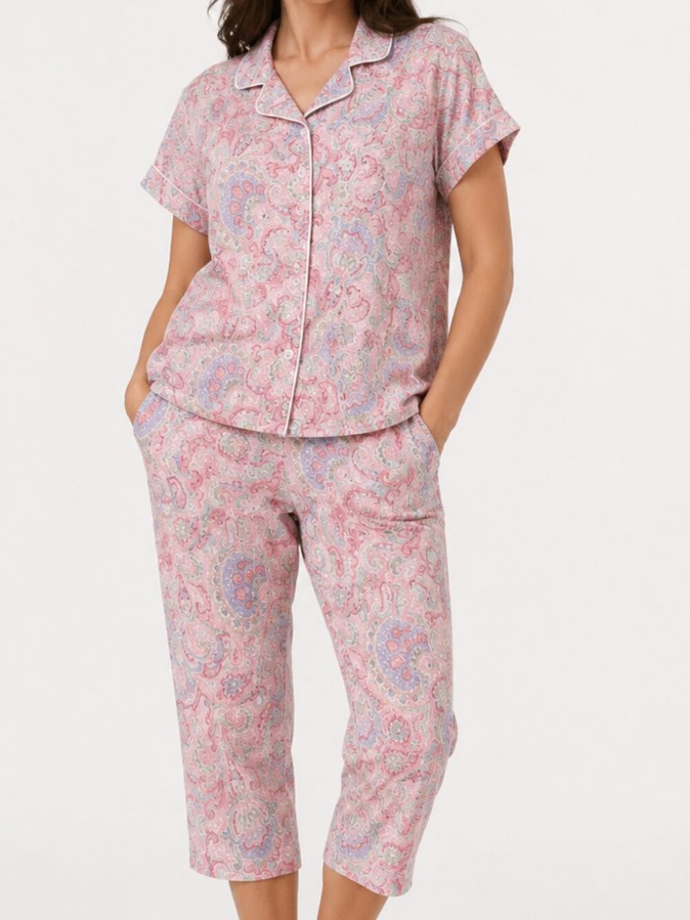 Lauren Ralph Lauren Pink Paisley Pajamas PJ Set Small